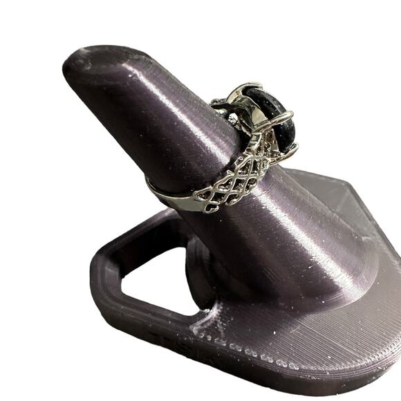 Dark Blue Goldstone Semi-Precious Silver Plated Ring New 7 - Picture 3 of 7